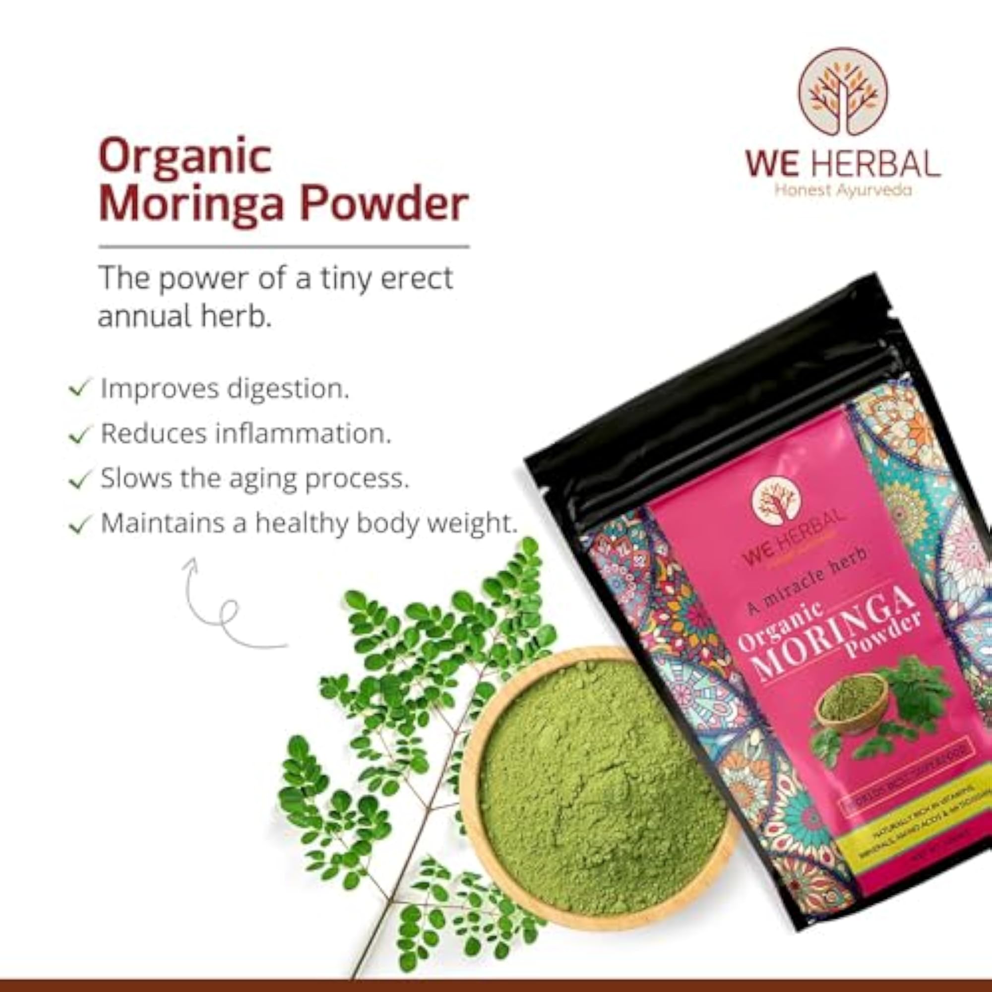 Organic Moringa Powder, Natural Weight Loss Aid